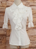 Weißen mittleren Ärmeln Lolita Bluse mit Revers und Rüschen