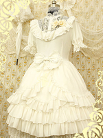 Weißen synthetischen Lolita Kleid mit mehrschichtigen Ruffles