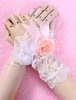 Weißer Bogen Blumen Spitze synthetische Lolita Handschuhe
