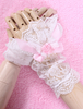 Weißer Bogen Blumen Spitze synthetische Lolita Handschuhe