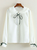 Weißer Bogen geraffte Baumwolle Lolita-Shirt für Damen