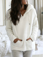 Weißer Hoodie für Frau Langarm Polyester Hooded Sweatshirt