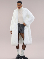 Weißer Kunstpelz Langer Mantel Übergroßer Umlegekragen Schicke Winterjacke Für Frauen 2025