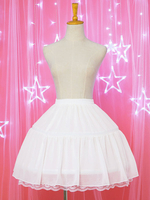 Weißer Lolita Petticoat Chiffon-Rüsche mit Spitzenbesatz Lolita Pettiskirt