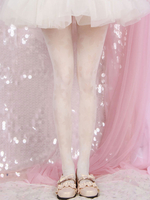 Weißer Lolita-Strumpf Floral Jacquard-Strumpfhose Samt Lolita Zubehör