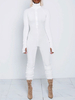 Weißer Overall Langarm Reißverschluss Skinny Summer One Piece Outfit
