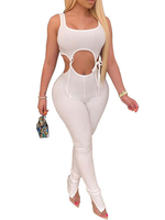 Weißer sexy Overall Frauen Juwelenhals Ärmelloses; dünnes; einteiliges Outfit