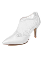 Weißer Spitze Spitzen Zehe Braut Pumps für Frauen