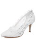 Weißer Spitze Spitzen Zehe Braut Pumps für Frauen