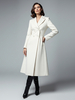 Weißer zweireihiger Midimantel aus Wolle mit spitzem Revers und X-Linie für Damen 2025