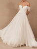Weißes Brautkleid A-Linie Bateau Natural Waistline Chiffon Back Zipper Bodenlanges Brautkleid