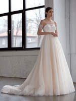 Weißes Brautkleid A-Linie Brautkleider Perlen Tüll Brautkleid