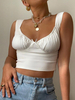 Weißes Cami Top Sexy V-Ausschnitt Plissee Backless Women Camis