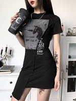 Weißes gotisches Kleid der Frauen Kurzarm-Baumwoll-Retro-Kleid mit kurzen Ärmeln