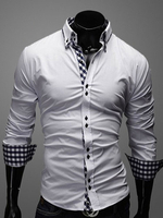 Weißes Hemd Trachtenhemd schlank Fit Baumwoll-Shirt für Herren