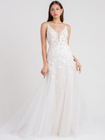 Weißes Hochzeitskleid Kapelle Zug A-Linie Ärmellose Matte Satin V-Ausschnitt Spitze Tüll Brautkleider