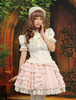 Weißes Lolita Bluse und Rock in Hellrosa