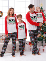 Weißes passendes Familienpyjama-Set mit Weihnachtsmuster für Erwachsene und Kinder 2-teilig