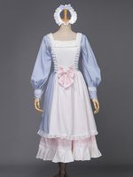 Weißes Retro-Kostüm-Frauen-Spitze-Spitze-Bögen Marie-Antoinette-Kostüm-Polyester-Tunika-Kopfbedeckungs-Kleid-Weinlese-Maskerade-Ballkleid