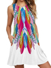 Weißes Sommerkleid Jewel Neck Printed Short Beach Dress