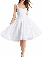 Weißes Sommerkleid Rückenloses ärmelloses Swingkleid