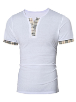 Weißes T-Shirt 2021 Karo Print Baumwolle T-Shirt für Männer