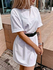 Weißes T-Shirt Kleider Frauen Jewel Neck Half Sleeves Sommerkleid