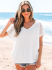 Weißes V-Ausschnitt Hohl T-Shirt Sommer Top 2025