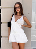 Weißes V-Ausschnitt Minikleid Ärmelloses Sommerkleid für Damen 2025