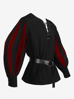 Weißes Vintage-Top Retro lange Ärmel Polyester Polyesterfaser Top Retro-Kostüme für Männer