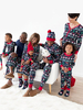 Weihnachten Eltern － Kind Kostüme Set Black Cotton Blend Weihnachtsmuster Feiertagskostüme