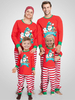 Weihnachten Familien Pyjamas Baumwollmischung Satan Muster Farbblock Rote Set