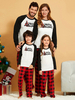 Weihnachten Familien Pyjamas Baumwollmischungs Farbblock Weiß Schwarz Set
