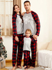 Weihnachten Familien Pyjamas Cotton Blend Rot Schwarz Plaid Set