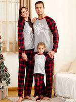 Weihnachten Familien Pyjamas Cotton Blend Rot Schwarz Plaid Set