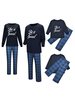 Weihnachten Familien Pyjamas Marineblau Baumwollmischung Set