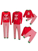 Weihnachten Familien Pyjamas Rote Baumwollmischung Farbblockstreifen Set