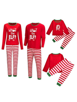 Weihnachten Familien Pyjamas Rote Baumwollmischung Farbblockstreifen Set