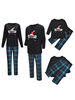 Weihnachten Familien Pyjamas Schwarze Baumwollmischung Farbblock Set