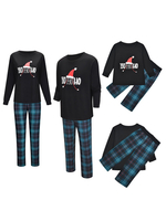 Weihnachten Familien Pyjamas Schwarze Baumwollmischung Farbblock Set