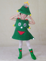 Weihnachten Grün Santa Tree Kostüm Polyester Faser Hut Kleid Weihnachtsferien Kostüme Komplettset