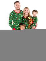 Weihnachten Herren Jumpsuit Green Cotton Blend Baumwolle Weihnachtsmuster Weihnachtsferien Kostüme