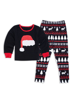Weihnachten Pyjamas Familie Kinder Schwarz Rentier gedruckt 2 Stück Faschingskostüme