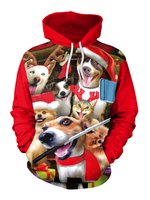 Weihnachten Red Hoodie Polyester Faser Weihnachtsmuster Stretch Casual Holidays Kostüme