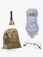Weihnachts-Accessoire weißer Bart Brille Weihnachtsmann Feiertagskostüme