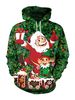 Weihnachts Hoodie Green Top Polyester Faser Weihnachtsmuster Casual Holidays Kostüme