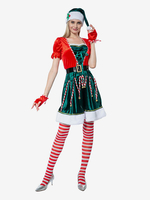 Weihnachtselfen-Kostüme für Damen 5-teiliges Partykleid