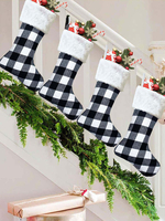 Weihnachtsgeschenkbeutel Weihnachtstür hängende Dekorationen Plaid Stoff Weihnachtssocken Geschenkbeutel