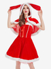 Weihnachtskostüm für Damen rotes Kleid Umhang Polyester für die Weihnachtsferien