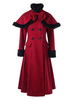 Weihnachtsmantel für Frau roten hohen Kragen mit langen Ärmeln Tasten Two Tone Retro Wrap Coat